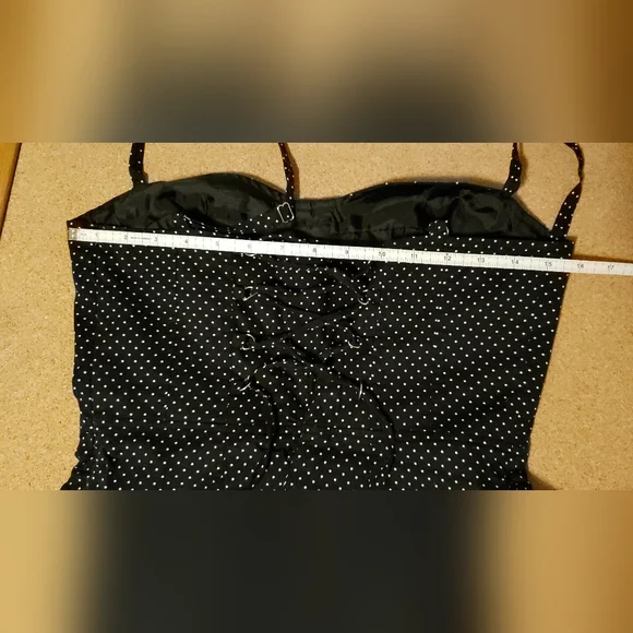 Selé black w/ white polka dot rockabilly pin up dress size Medium M - Picture 9 of 14